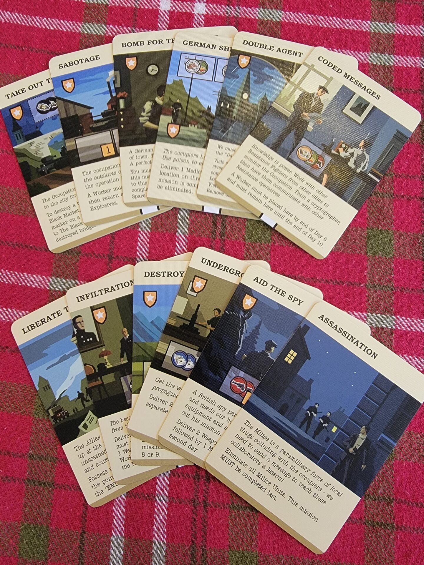 Maquis board game mission cards