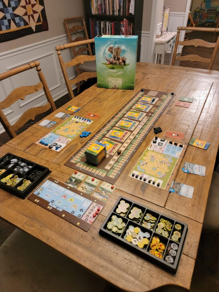 Ark Nova board game played on table.