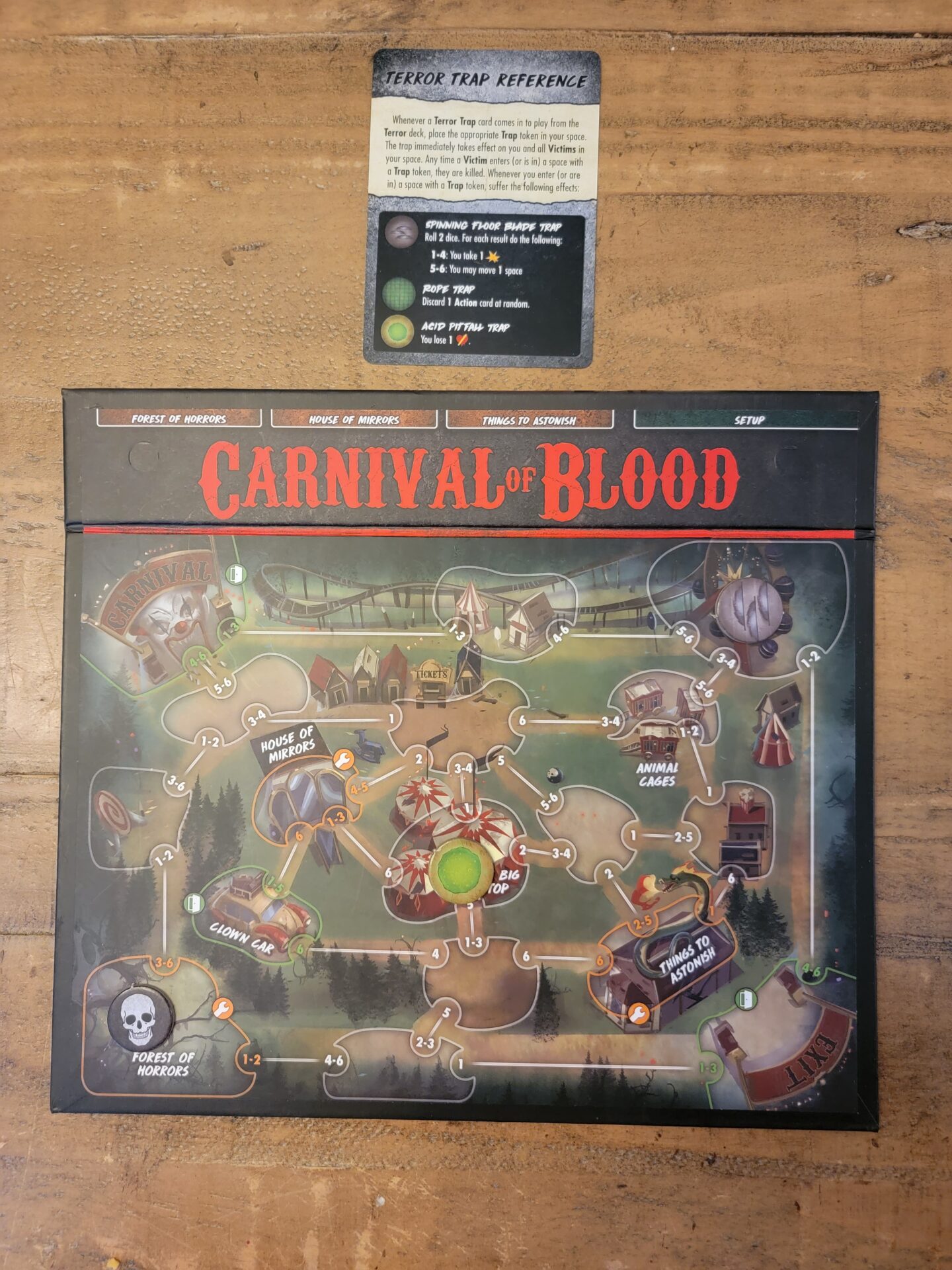 Final Girl Carnage at the Carnival board game map.