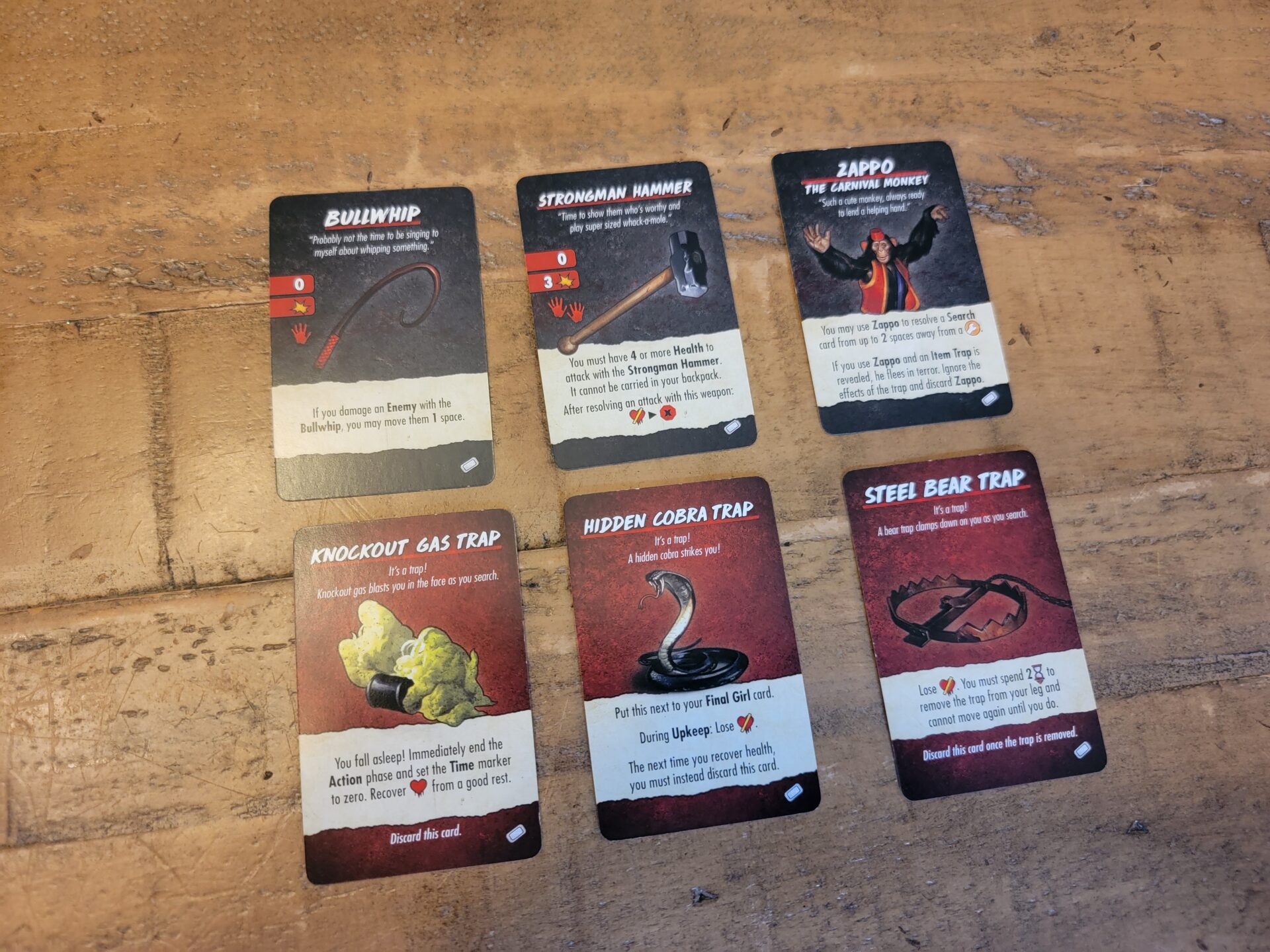 Final Girl Carnage at the Carnival event and item cards.