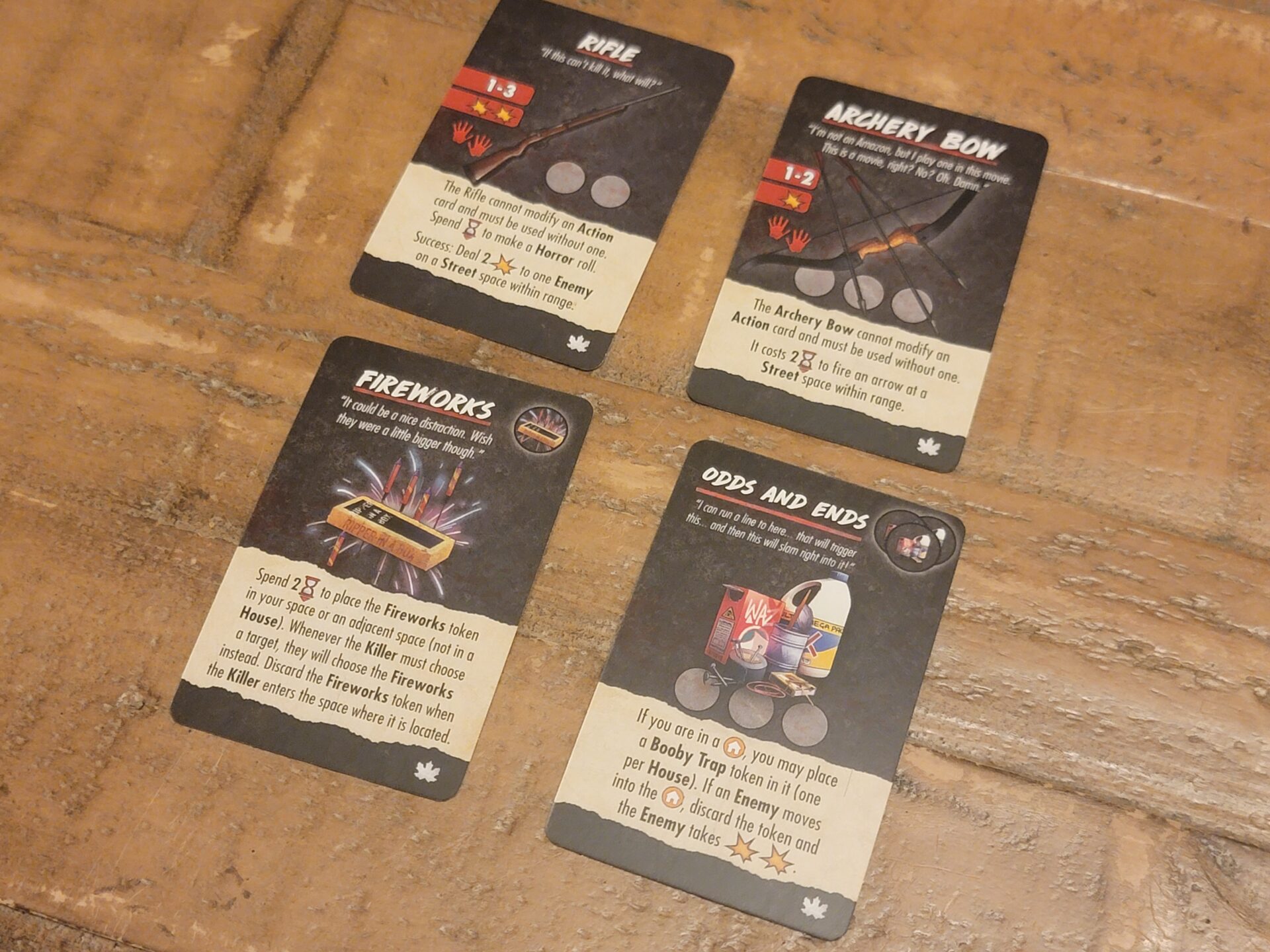 Final Girl - Frightmare on Maple Lane item and event cards.