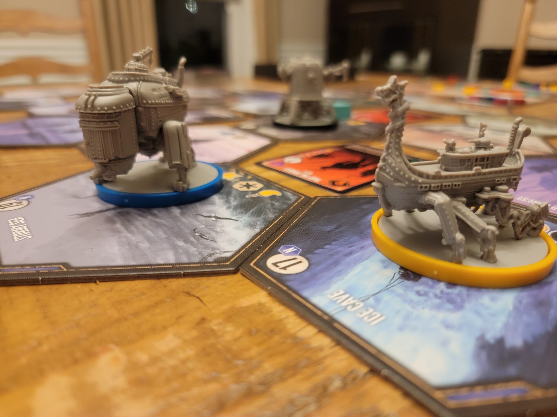 Expeditions board game components while the game is being played.