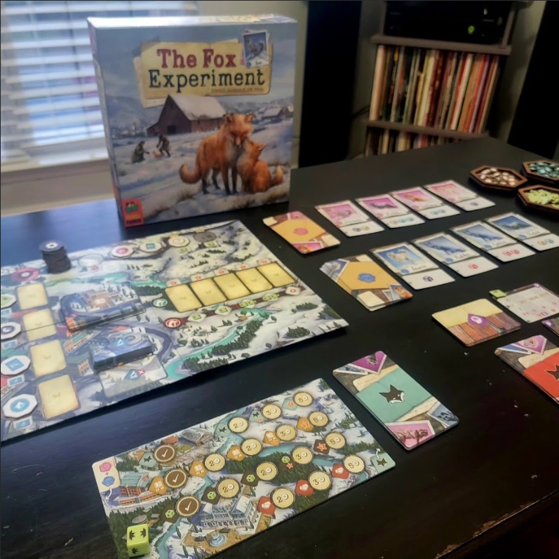 The Fox Experiment board game on a table.